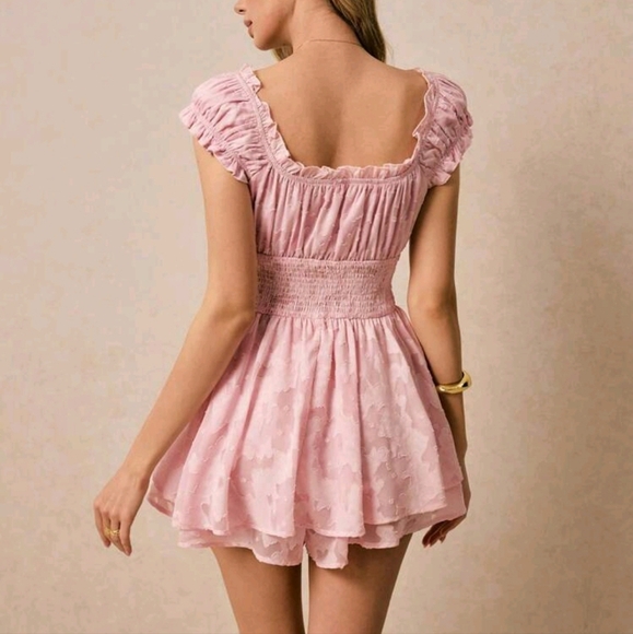 Charming Pink Ruffled Smocked Jumpsuit - Stylish And Flirty For Every Occasion - Picture 4 of 4